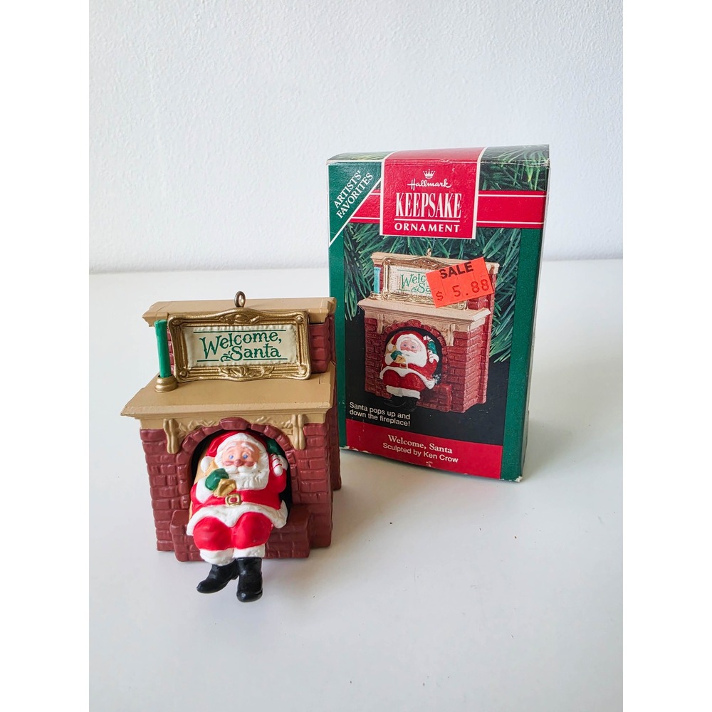 1990 Hallmark Keepsake Welcome Santa Ornament Ken Crow Artists Favorites QX477-3
